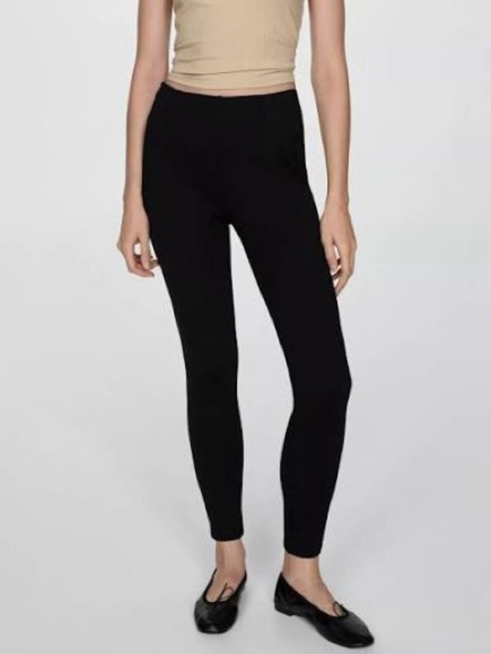 Mango Black High-Waist Ponte Leggings